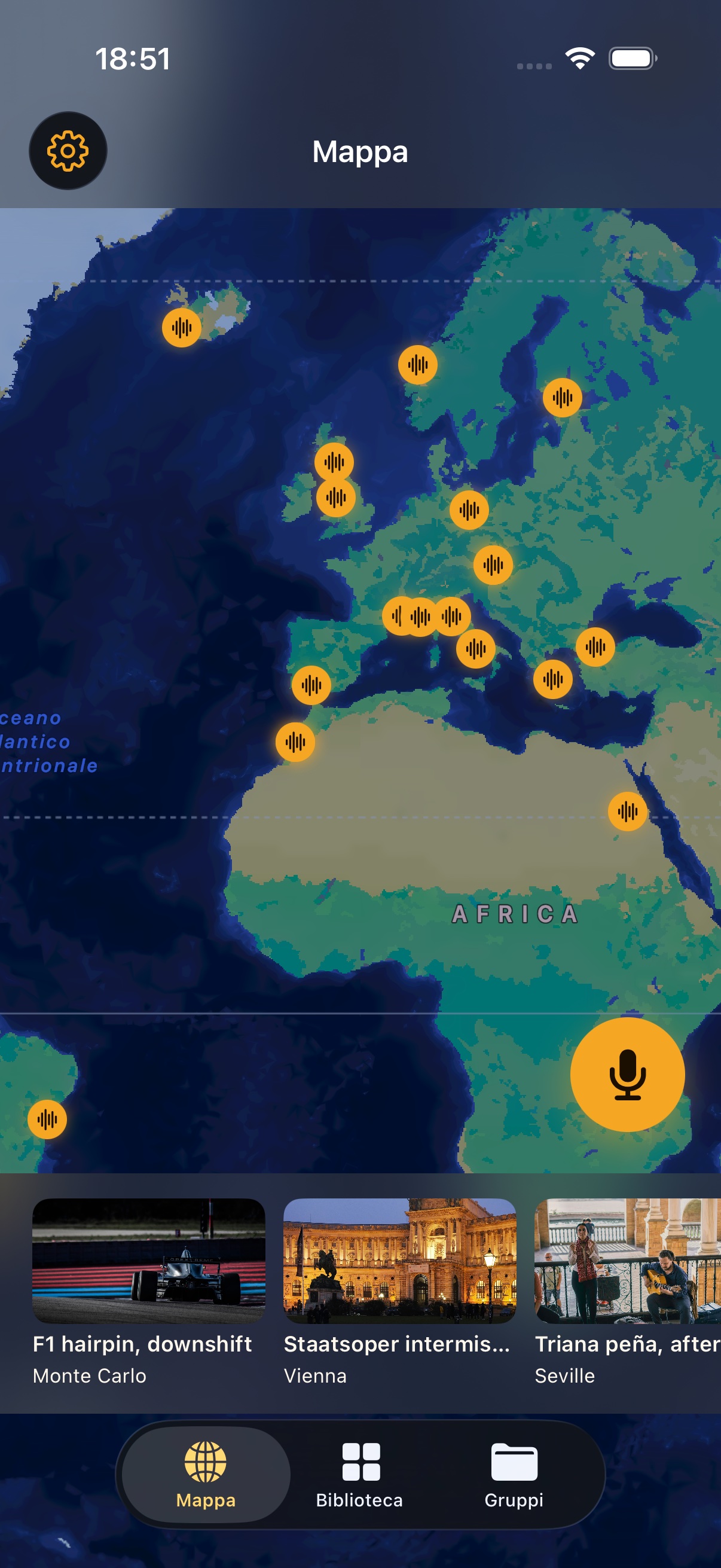 Percorso acustico sulla mappa del mondo