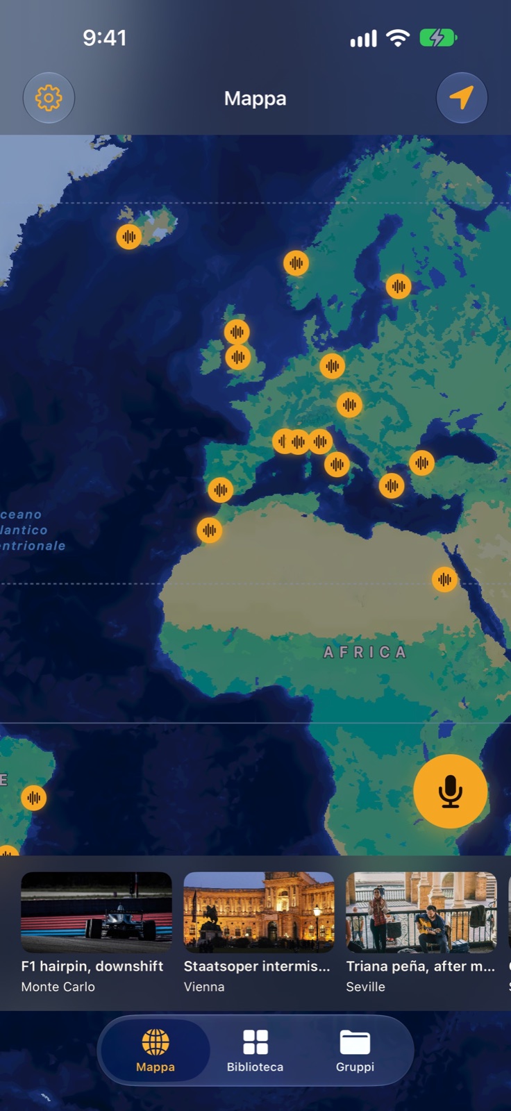 Percorso acustico sulla mappa del mondo