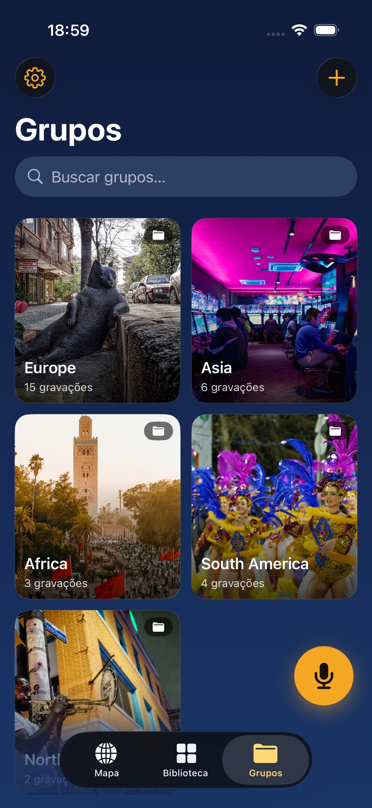 Grupos curados — por viagem ou estado de espírito